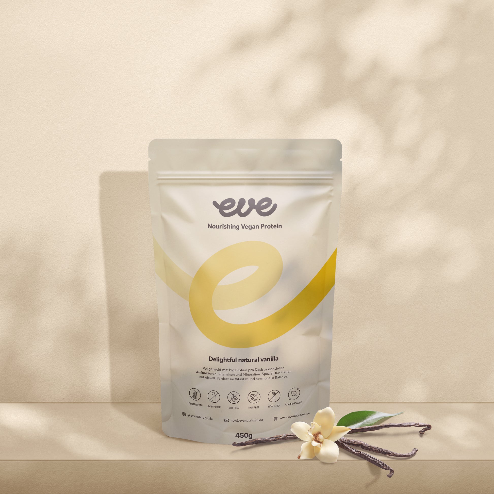 eve nutrition veganes Proteinpulver mit Vanillegeschmack