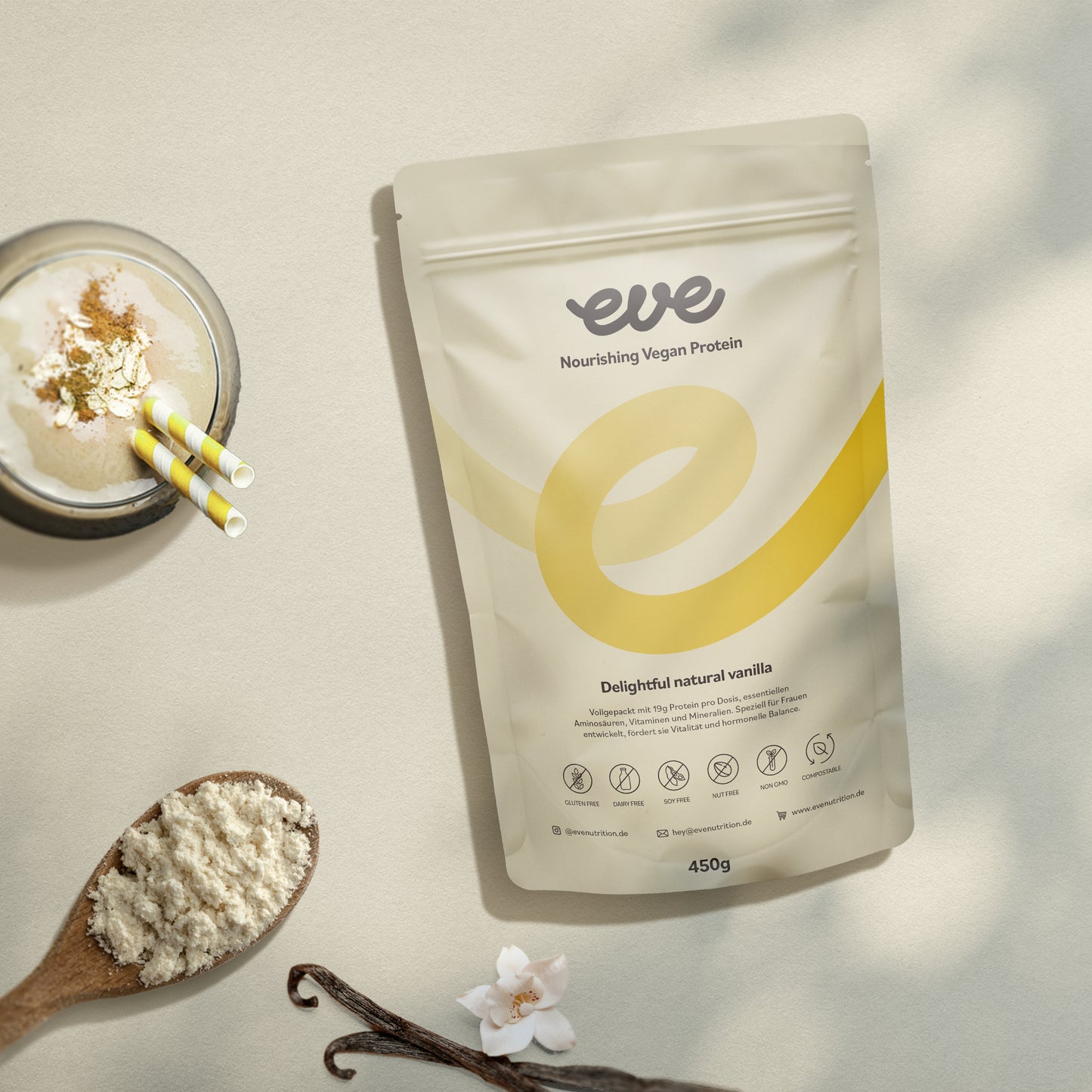 eve nutrition veganes Proteinpulver mit Mikronährstoffen Vanillegeschmack